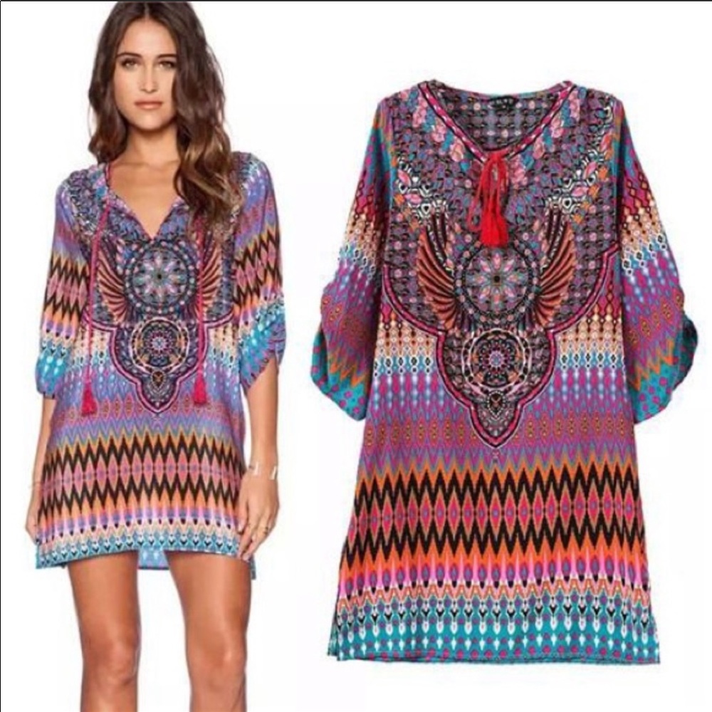UrbanCoCo boho Mexican style mini dress